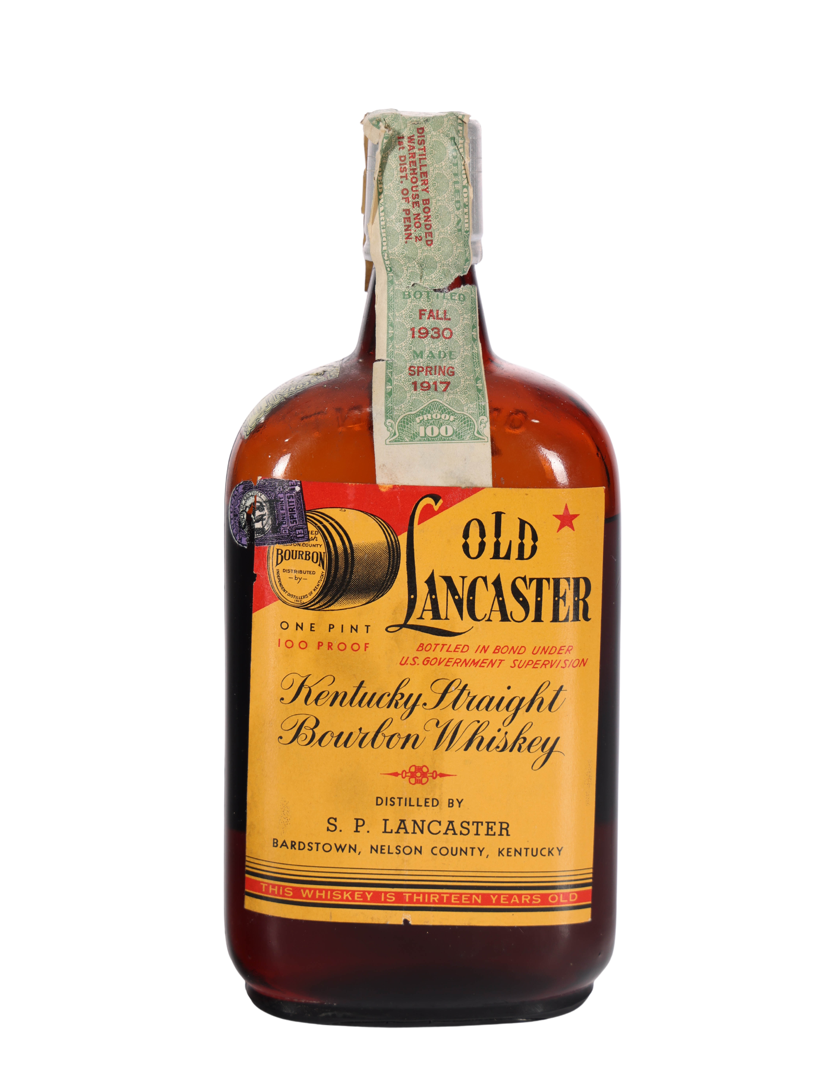 Old Lancaster Bottled in Bond Bourbon Pint 1917-1930 | Whiskey Source